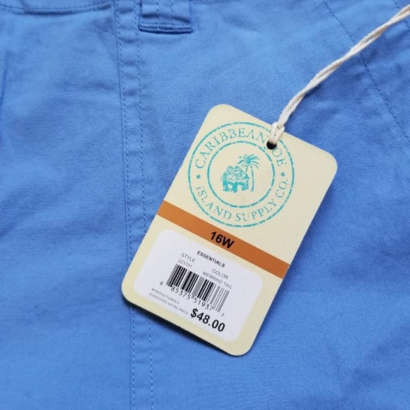 Caribbean-Joe-Womens-Solid-Rolled-Hem-Shorts 16W - Picture 4 of 4